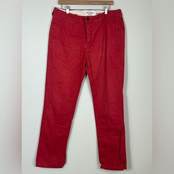 Vintage Abercrombie Men's Chino Slim Pants Red Y2K Era 36 x 32 - Picture 1 of 9